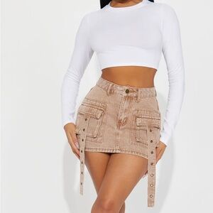 Fashion Nova Gone Viral Mineral Washed Micro Mini Skirt - Brown